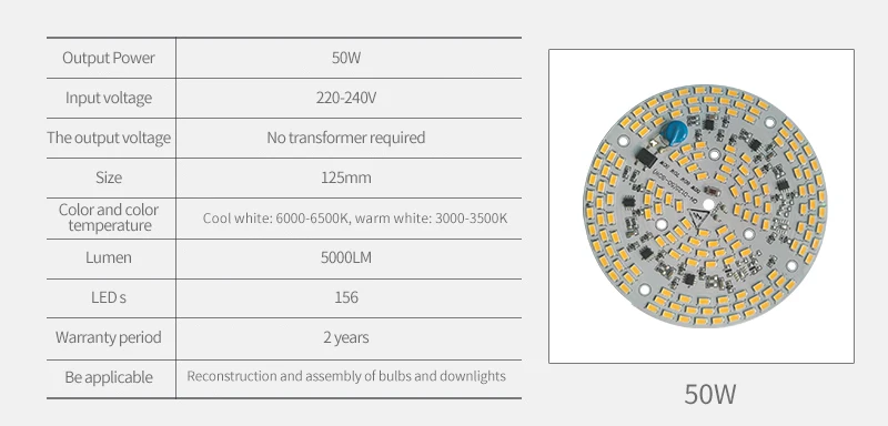 2 шт затемняемый SMD 5730 интегрированная IC PCB лампочка панель 25 Вт 30 Вт 40 Вт 50 Вт 60 Вт 70 Вт 100 Вт Светодиодная печатная плата без драйверов светильник