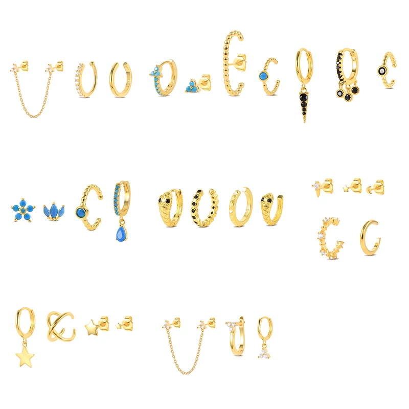 

New Arrival Sterling Silver Chains Star Stud Earring Zircon Piercing Earring for Women Jewelry Christmas Gift 2021 silver