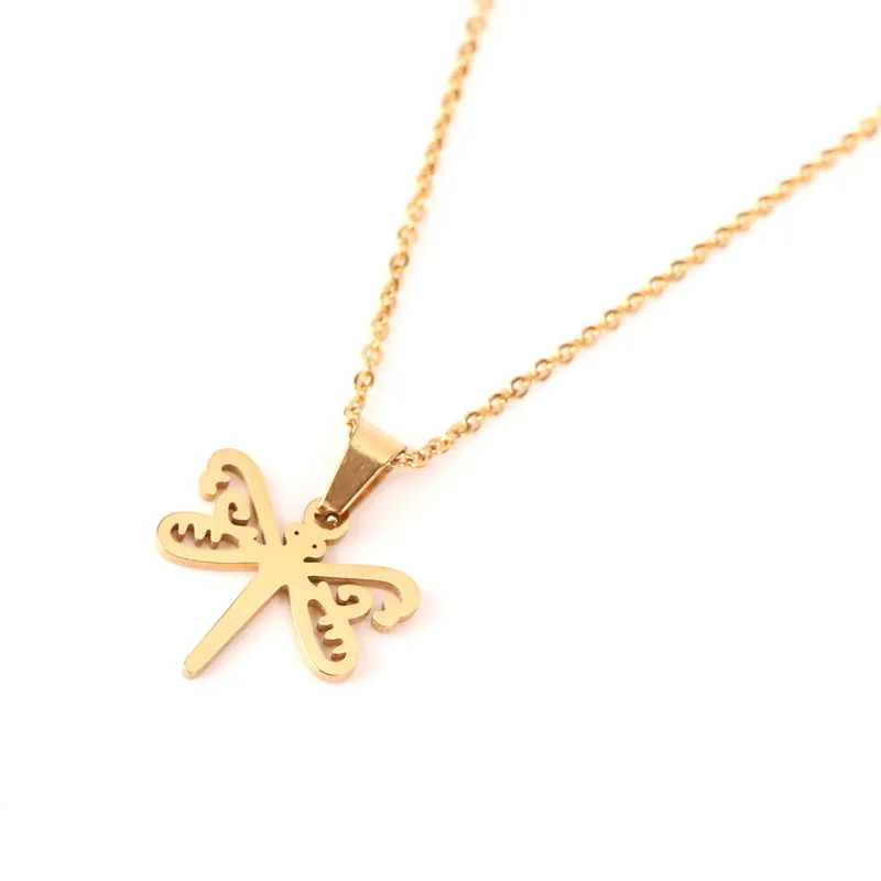 Ожерелье из нержавеющей стали для женщин и мужчин подвеска в виде стрекозы