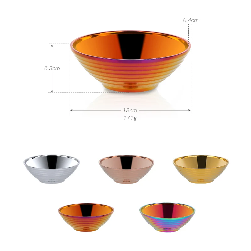 

Large Ramen Bowl Japanese Noodle Bowl Double layer Soup Bowl Anti-scalding Stainless Steel Hot Pot Tableware Dumpling Sauce Bowl