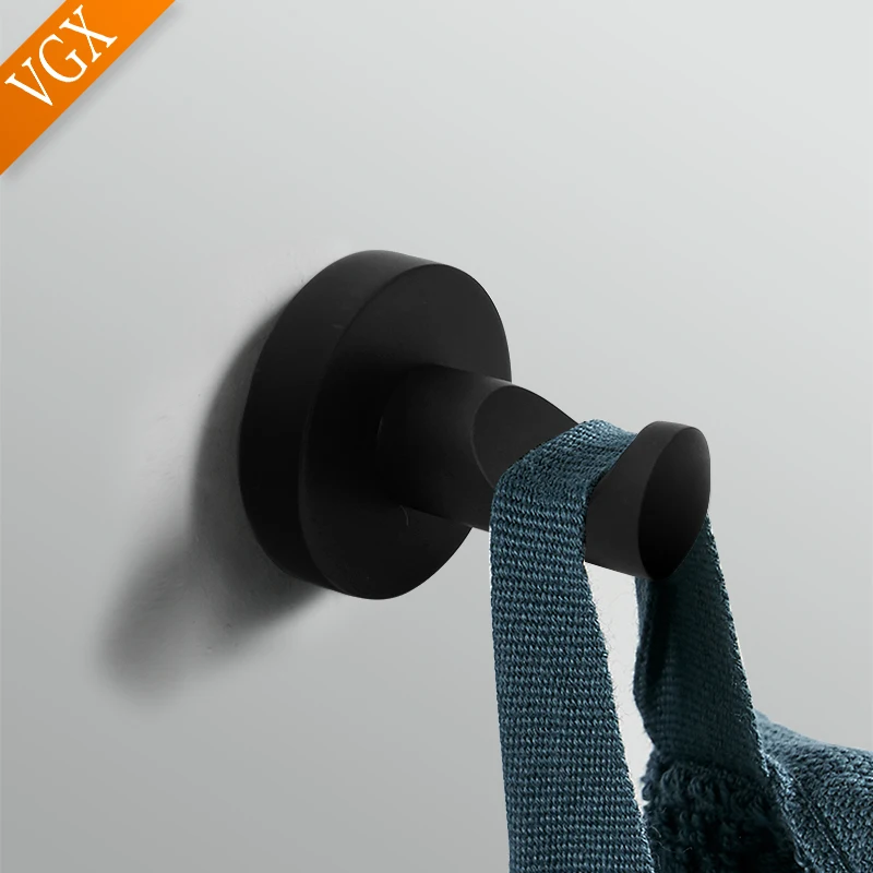 

VGX Single Robe Tower Hook Coat Clothes Hanger Bathroom Accessories For Bedroom /Living Room/Kitchen 2pcs Zinc Matt Black Z2682