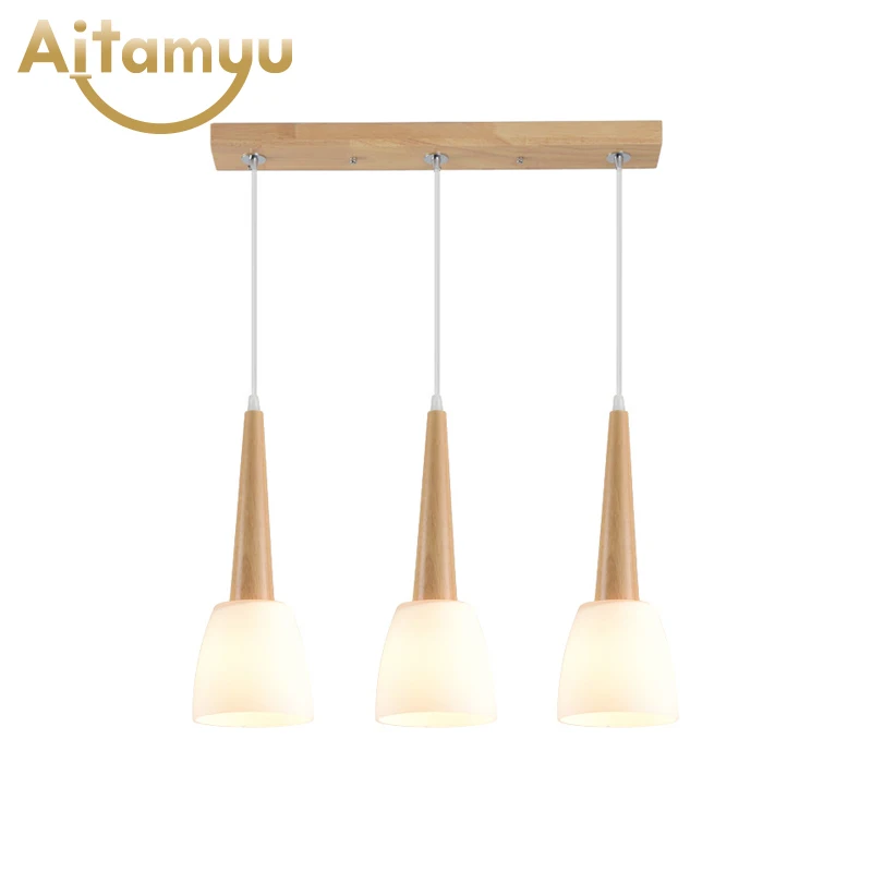 Деревянные подвесные светильники стеклянный абажур декоративная лампа для дома
