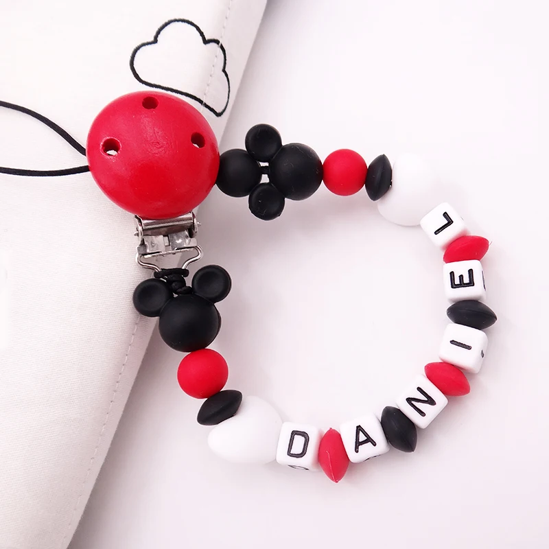 

Насадка для мыши, мультяшное персонализированное имя, зажимы для соски, силиконовое приспособление для соски, манекен на заказ, нипель для к...