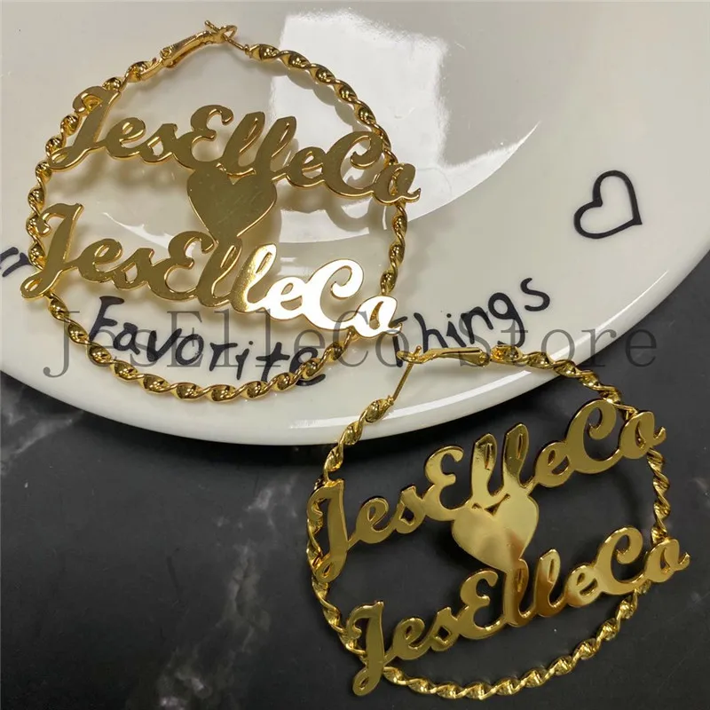 Пользовательское имя серьги персонализировать нержавеющая сталь цвета: