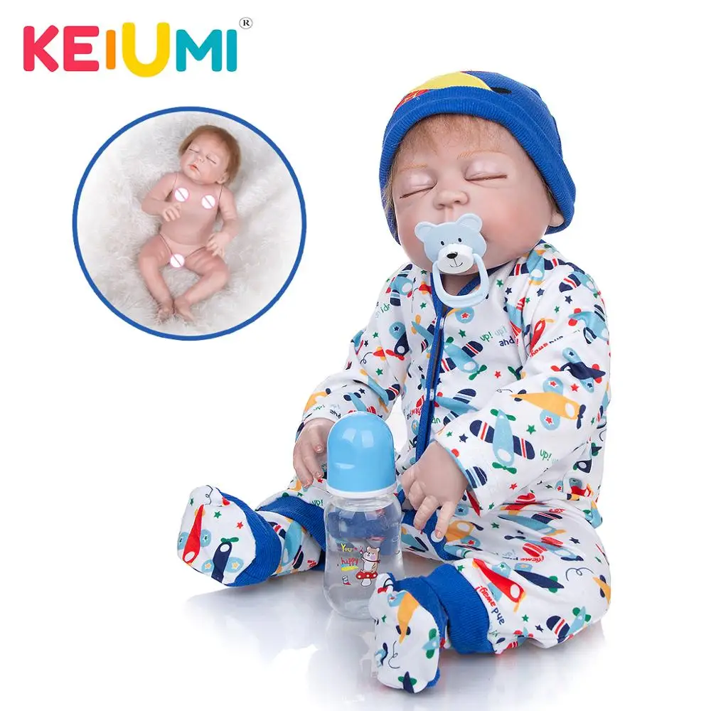 

KEIUMI Alive Reborn Boneca 23'' Full Silicone Vinyl Reborn Dolls Babies Realistic Sleeping Boy Kids Birthday Playmates Gift