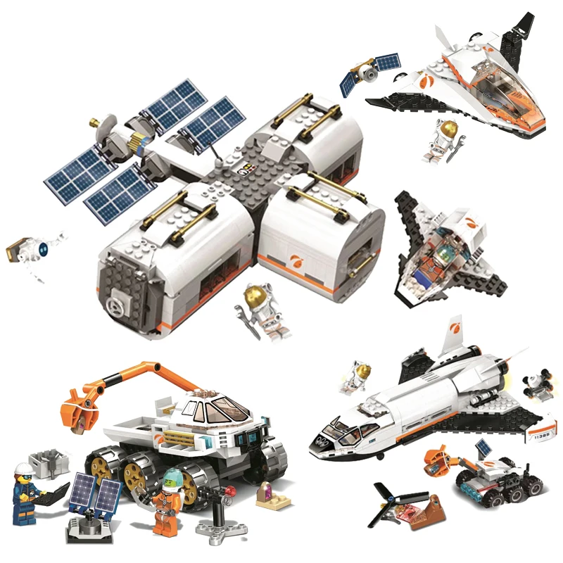 

New City Space Series Lunar Space Station Mars Research Shuttle Model Building Blocks Toys For Children Christmas Gift