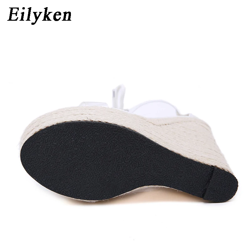 Eilyken/Модные женские босоножки на танкетке; женские Босоножки с открытым носком на платформе в римском стиле с ремешком на щиколотке и застежкой-молнией и закрытой пяткой из прозрачного ПВХ