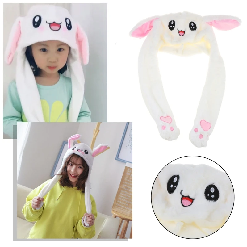 

Hot Novelty Rabbit Hat With Moving Ear Plush Toy Gift Kids Toy Party Photo