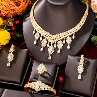siscathy gorgeous custom bride wedding necklace jewelry set for women luxury full micro cubic zircon earrings accessories 4pcs