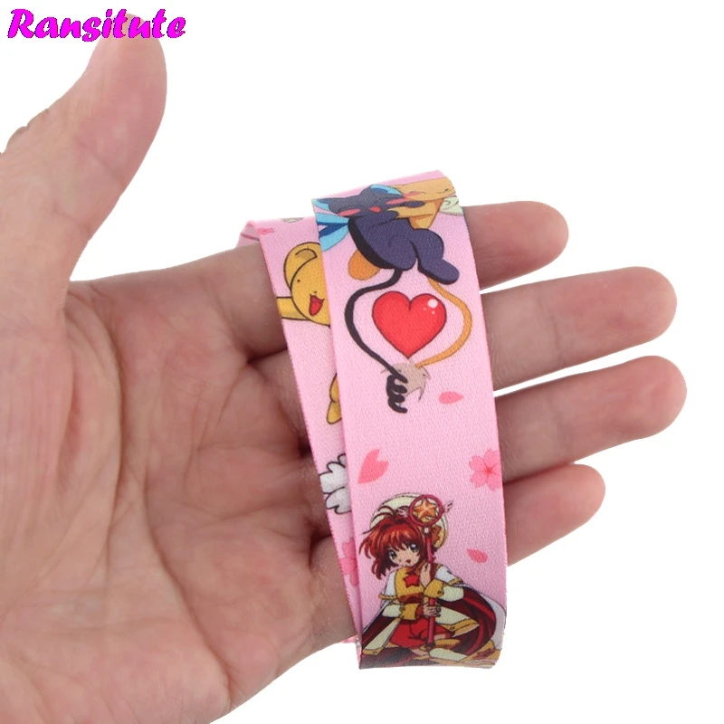 Ransitute держатель для карт Sakura lanyard key ID Card ремень мобильного телефона USB бейджа DIY rope