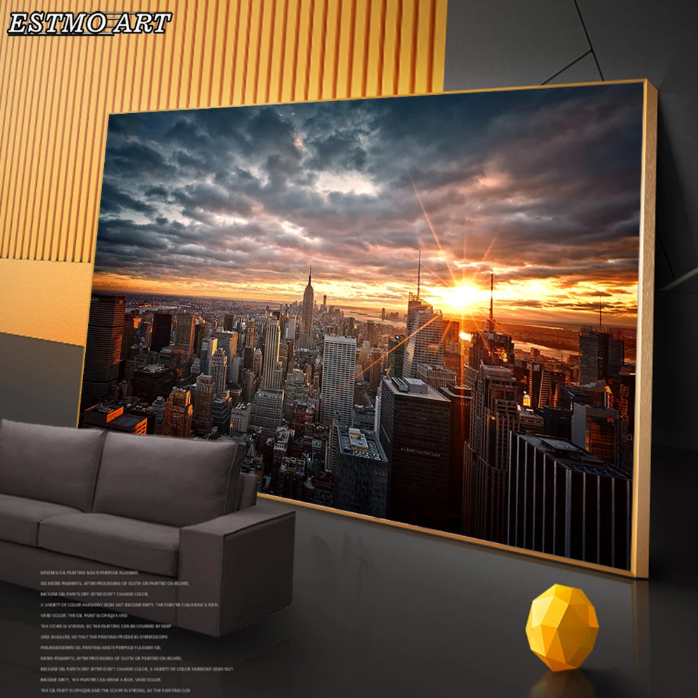 

Canvas Painting of New York City Sunset View living room decoration wall pictures On the Wall Art Posters Skline of Manhattan