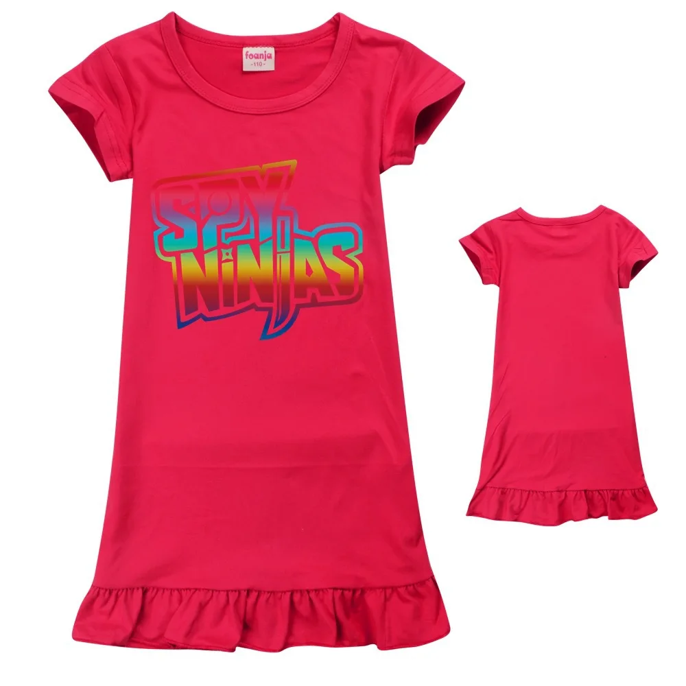 

2021 SPY NINJA Short Sleeve Princess Pajamas Girls Night Dress Girl Kids Pajamas Nightgown Kids Dress Ice silk Comfortable dress