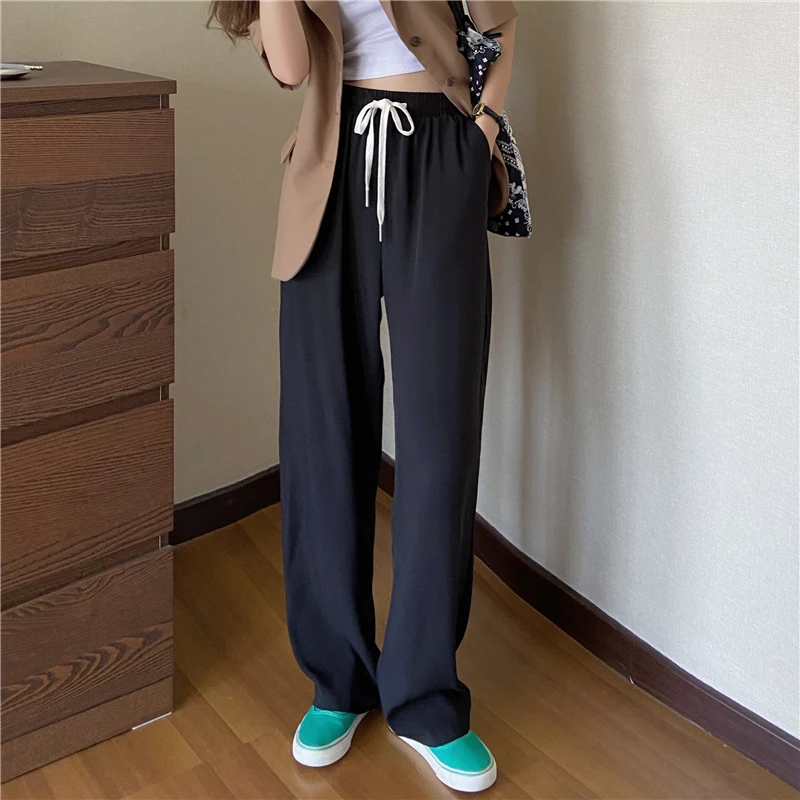 

HziriP New Fashion Solid Loose Plus Size High Waist Hot Ladies 2021 Summer OL Slim Sport Straight Pants Femme Casual Trousers