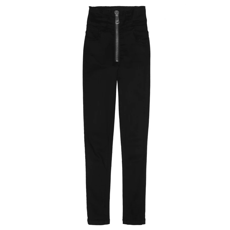 WITHZZ черные на молнии с завышенной талией джинсы женские штаны осень зима узкие