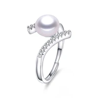 dainashi fashion design 925 sterling silver bread bead adjustable ring 8 9mm natural freshwater pearl fine jewelry aaaa