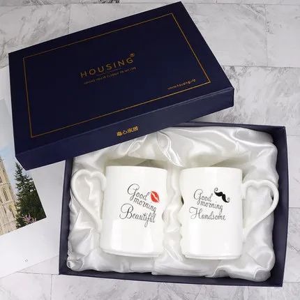 with box NONE cover OUSSIRRO 2 шт./компл. пара чашка Керамика поцелуй кружка ко Дню Святого Валентина, свадьбы, дня рождения, подарочная коробка - Цвет: with box NONE cover