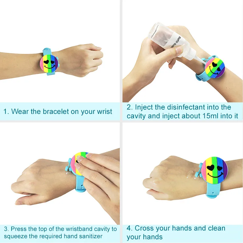 4 шт. Портативный браслет для рук мыльный диспенсер дезинфекции дезинфицирующего