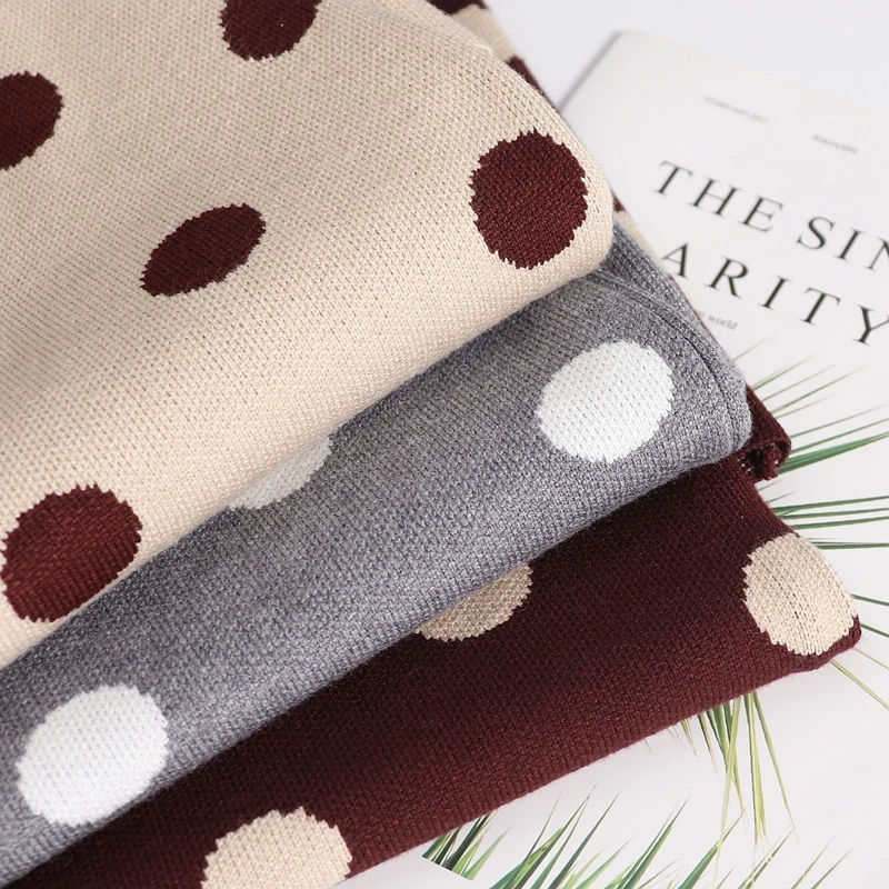 

Women Knit Polk Dot Pencil Skirt Female Autumn Winter High Waist Bodycon Vintage Split Thick Stretchy Sweater Skirts