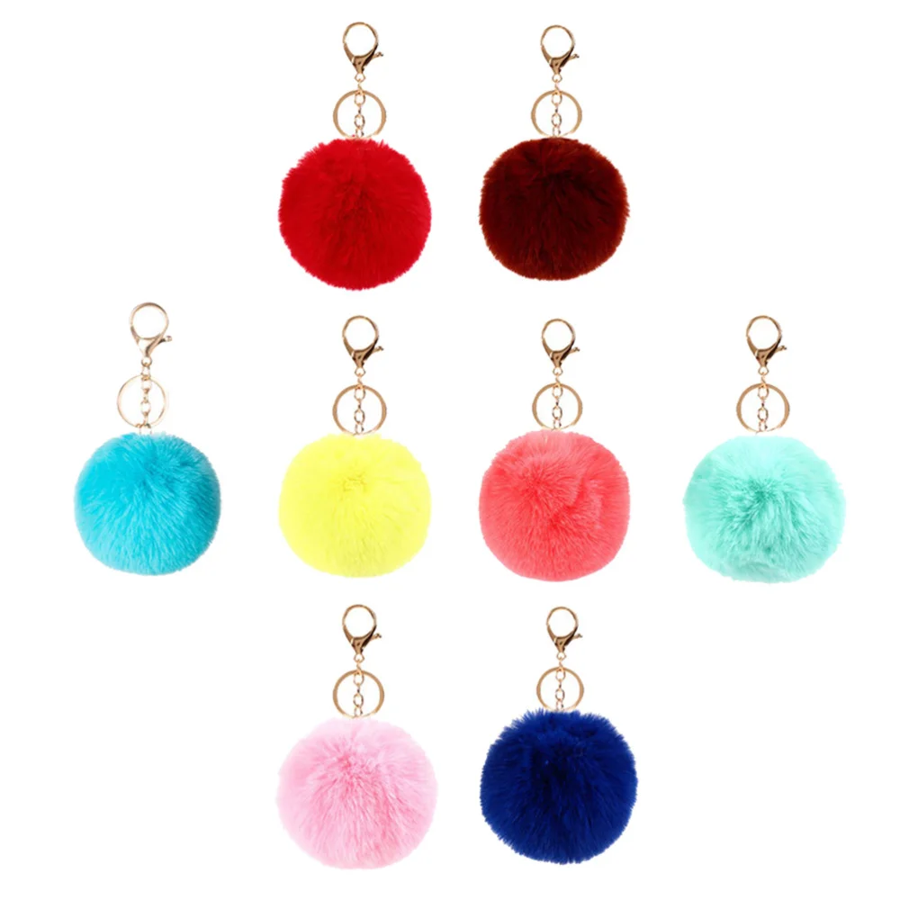 

8PCS Delicate Hair Keychain Funny Backpack Keyring Hanging Ornament