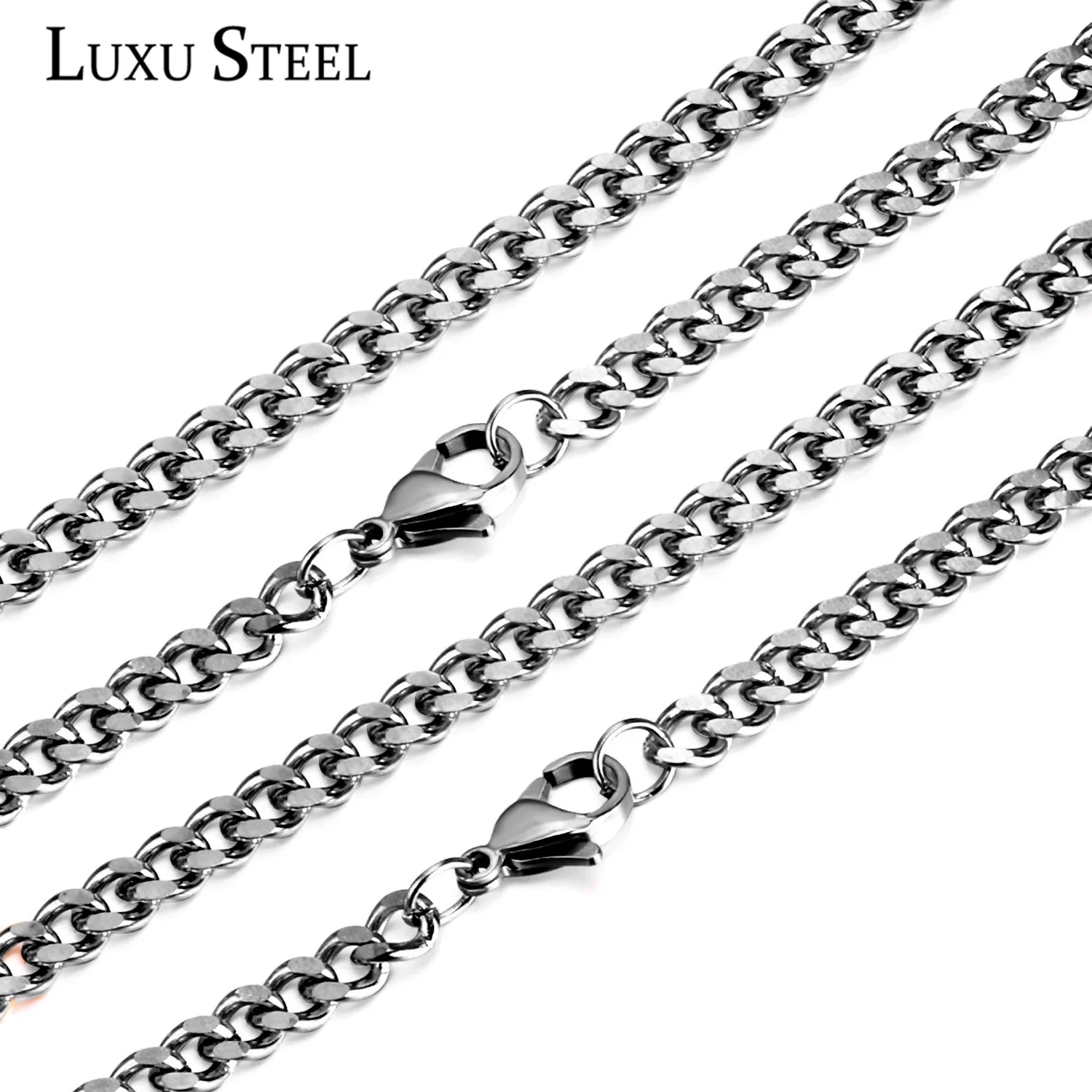 Lususteel серебряного цвета кубинские звенья цепи Ширина 4 5 мм 45 см большие цепочки