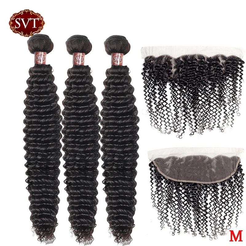 SVT волосы перуанские кудрявые пряди с фронтальной 8-26 &quotсредний коэффициент 4