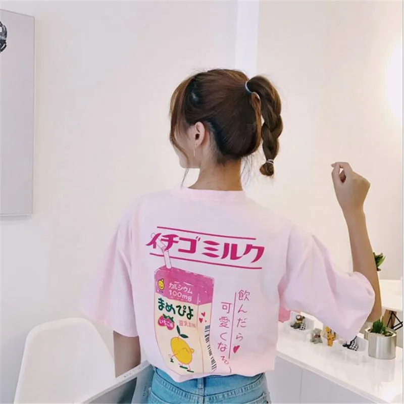 Women T Shirt Kawaii Cartoon Print Tops Tee Harajuku Summer Short Sleeve Casual Loose Korean Clothes | Женская одежда