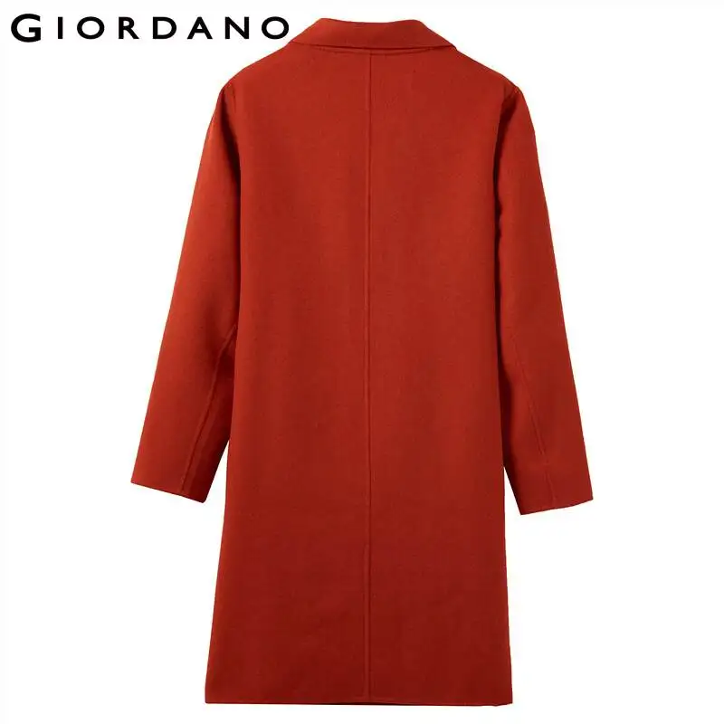 Женское шерстяное пальто Giordano однотонное трикотажное на одной пуговице с