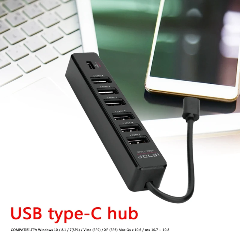 

7 Ports Type C HUB High Speed 5Gbps USB 3.1 USB 2.0 Splitter for Computer PC USB-C Power Delivery Adapter Cable