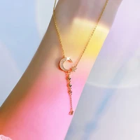 france design necklace exquisite glamour star moon temperament flash zircon chain clavicle female shine necklace accessories