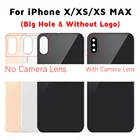 Крышка батарейного отсека для iPhone X XS MAX, Задняя стеклянная панель, задняя крышка корпуса + Замена объектива камеры для iPhone XS, Задняя стеклянная крышка