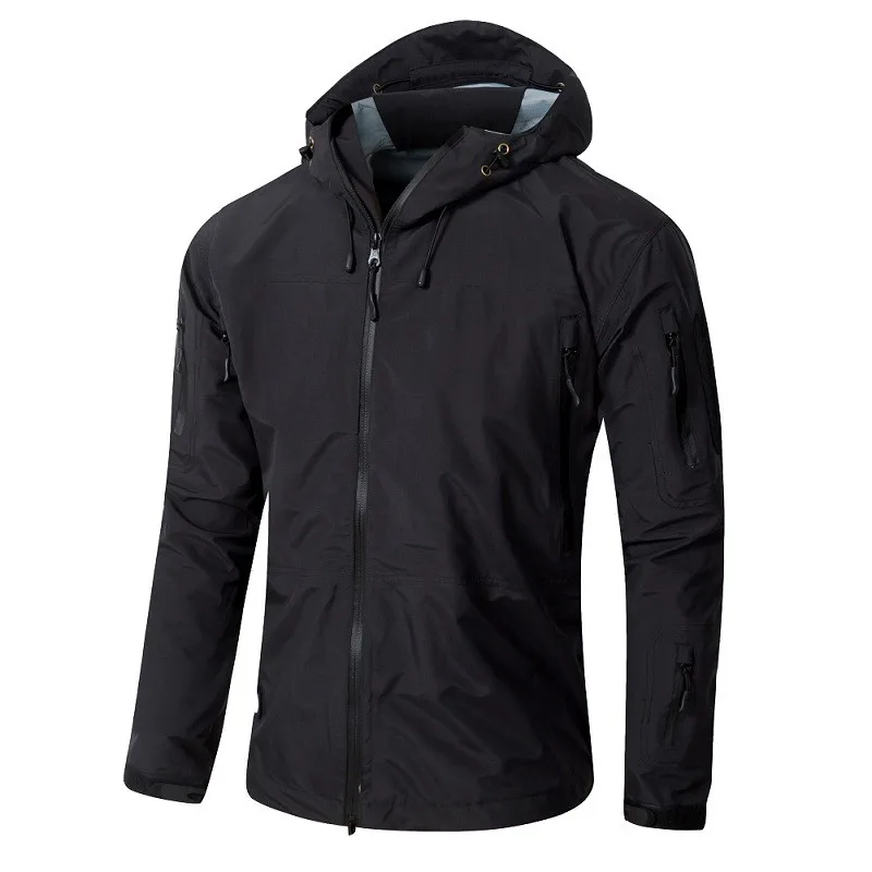 Outdoor Waterproof Hard Shell Military Tactical Jacket Men Camouflage Hooded Hardshell Thin Pressure Glue Windbreaker Coat Tops