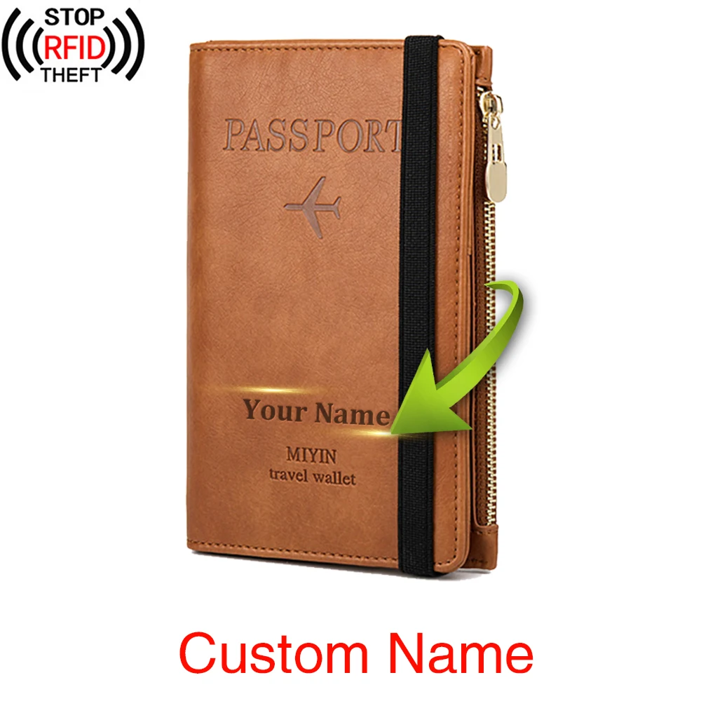 Многофункциональный чехол кошелек для паспорта с бесплатной гравировкой Rfid