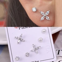 sweet cute white rhinestone butterfly flower animal various style zircon stud earrings set women girls wedding party accessories