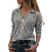 womens 2021 autumn fashion love heart print v neck zipper t shirt pullover casual loose oversize ladies street tops tee shirt