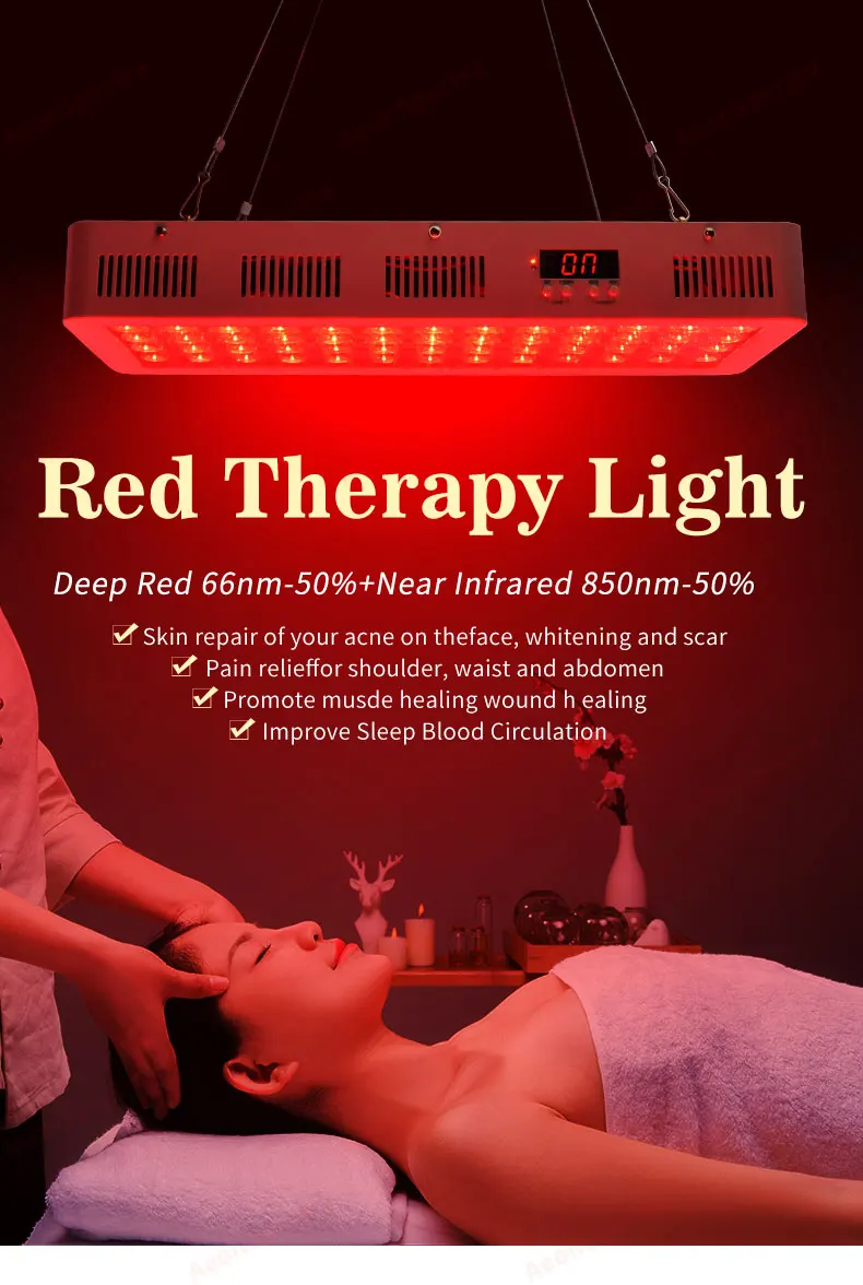 180W 300W 600W LED Red Light Therapy Deep Red 660nm and Infrared 850nm Red Therapy Lamp for Skin care and Pain