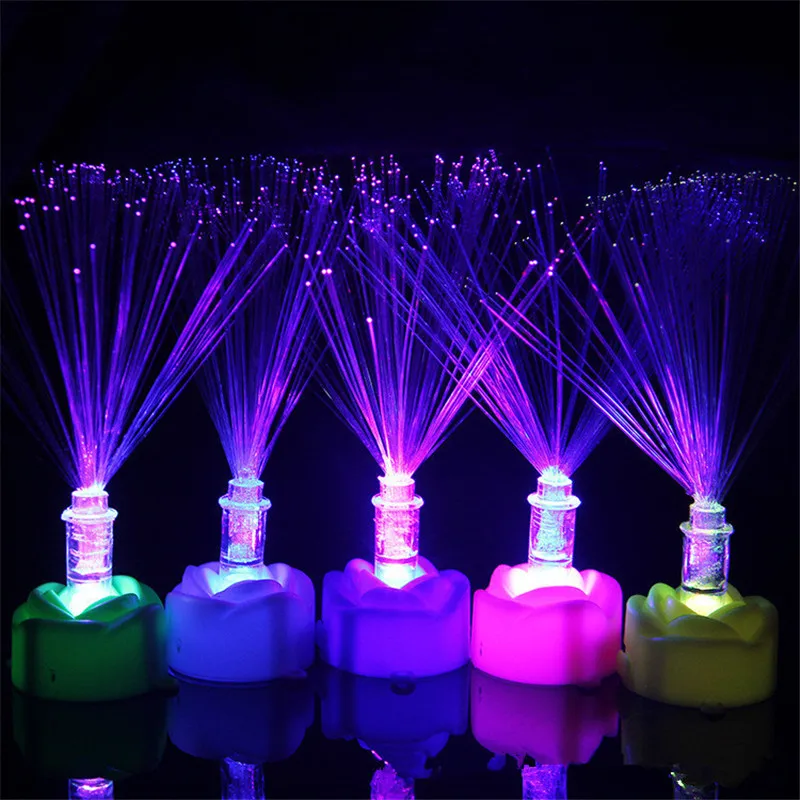 1 шт. меняющийся светодиодный ночной Светильник из оптического волокна