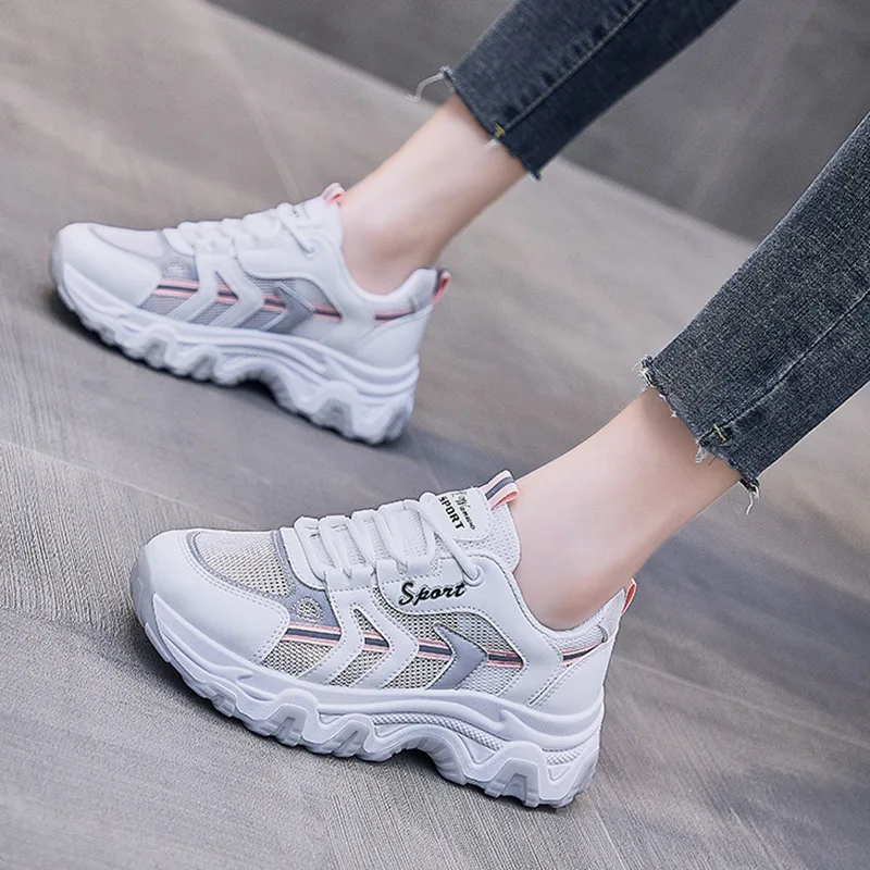

Spring Summer New Women Sneakers Girl Striped Casual Sport Running Shoes Breathable Thin Air Mesh Comfortable Cool Trainers