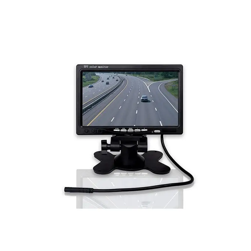 7" TFT-LCD Color 2 Video Input Car Rearview Headrest Monitor DVD VCR Monitor with IR Remote Controller & Stand