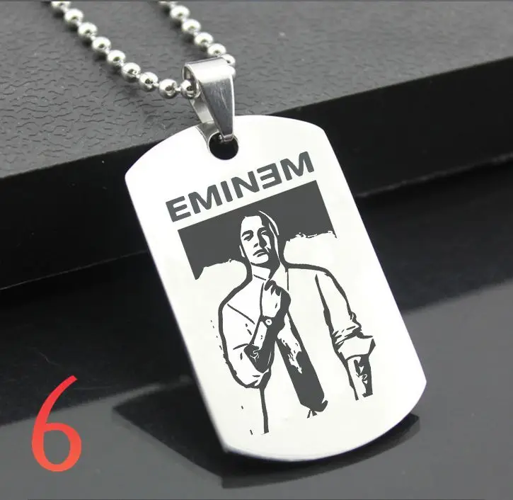 Светло-серый Eminem XH01 классический брелок из нержавеющей стали модные гравировальные бирки стальная подвеска-открытка для ожерелья - Цвет: Светло-серый