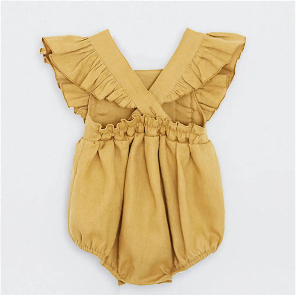 Комбинезоны для маленьких девочек 100% хлопок с оборками | Мать и ребенок