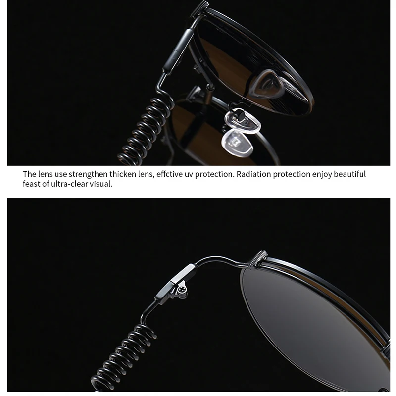

2020 Luxury Brand Design Fashion Steampunk Cat Eye Sunglasses Men Women Vintage Metal Spring Legs Punk Sun Glasses For Male