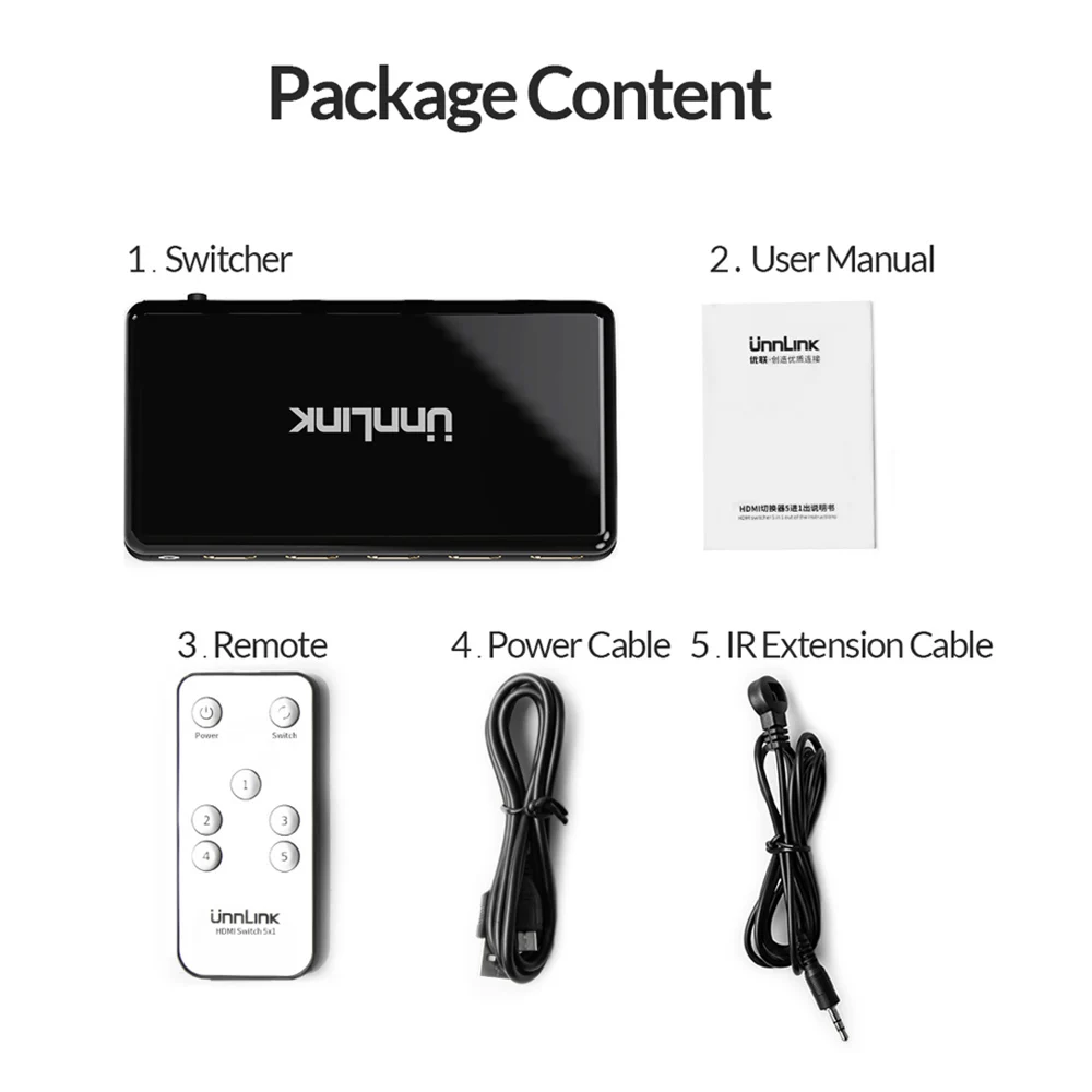 HDMI-переключатель Unnlink 3x1 5x1 4K 60 Гц адаптер преобразователя с пультом