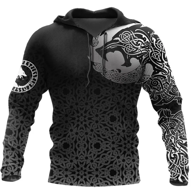 

New Product Fashionable Ladies Men Zipper Hoodie Viking Wolf Tattoo 3D Printed Men's Hoodie/Casual Pullover/Sweatshirt Style 103