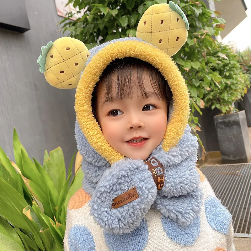 

Winter Hats For Girls Hats And Snood For kids Children's Ear Hats Cute Cartoon Boys Cotton Kids Fashion Warm 2 to 6 Years old