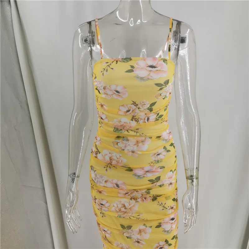 Женское Сетчатое облегающее платье на тонких бретельках длинное плиссированное