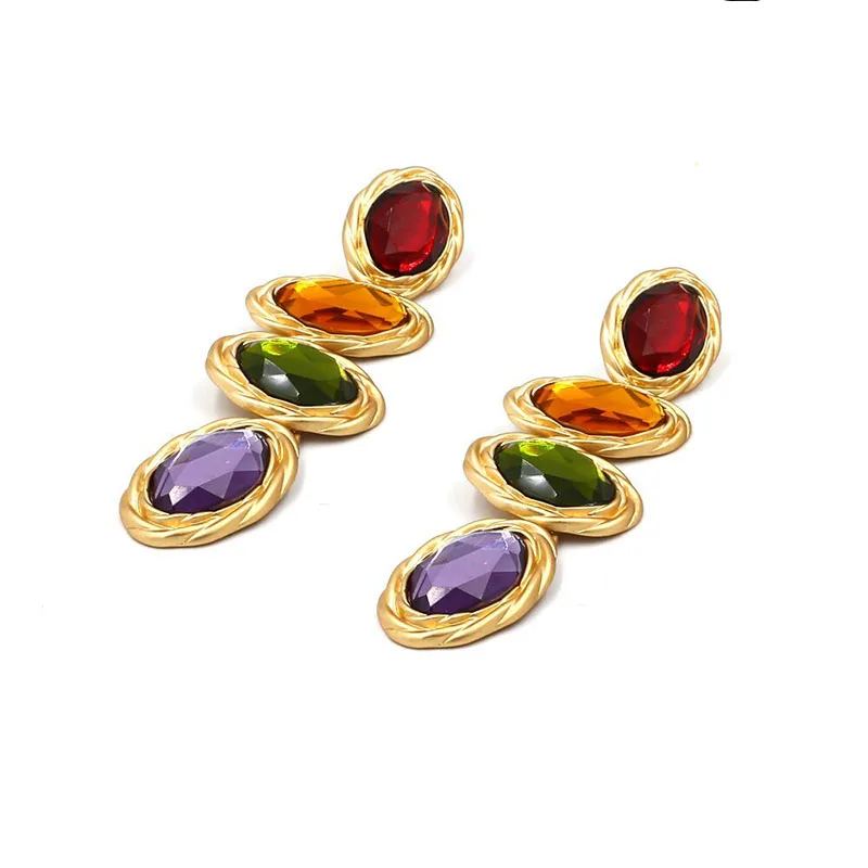 Женские большие длинные серьги Cpop Разноцветные серьги-капли со стразами модные