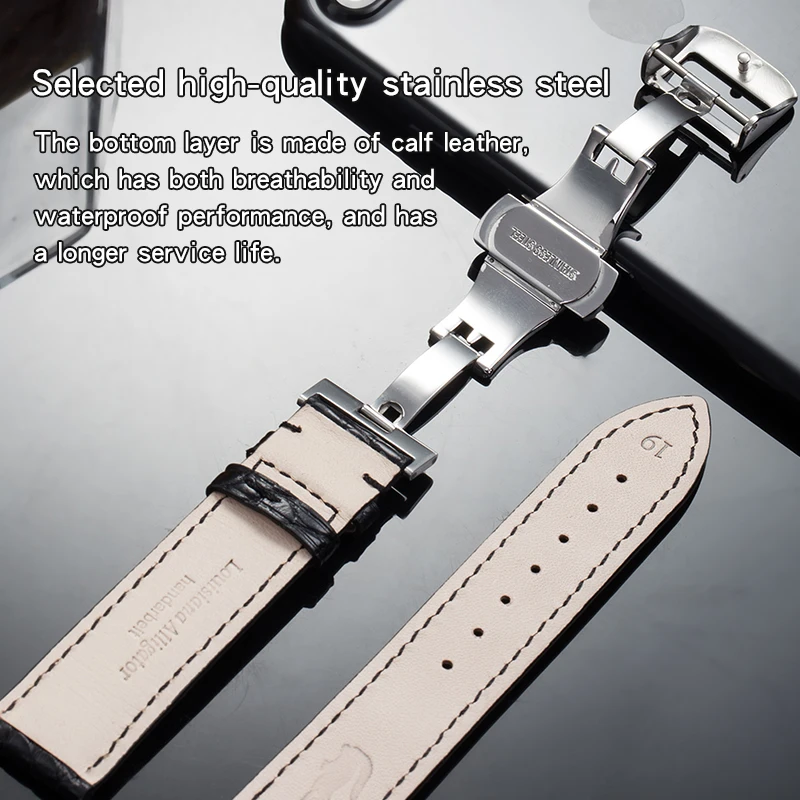 Genuine Crocodile Leather Strap for Jaeger Le Coulter Reverso Series Luxury Alligator Watchband for Men and Women 19mm 20mm 21mm enlarge