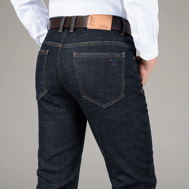 Эластичные свободные прямые джинсы с высокой талией новинка осень и зима