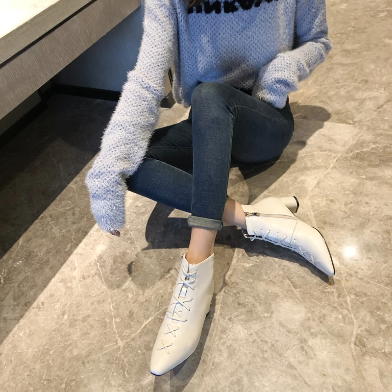 MEMUNIA/новые ботинки из натуральной кожи размера плюс 34-43 модельные туфли на