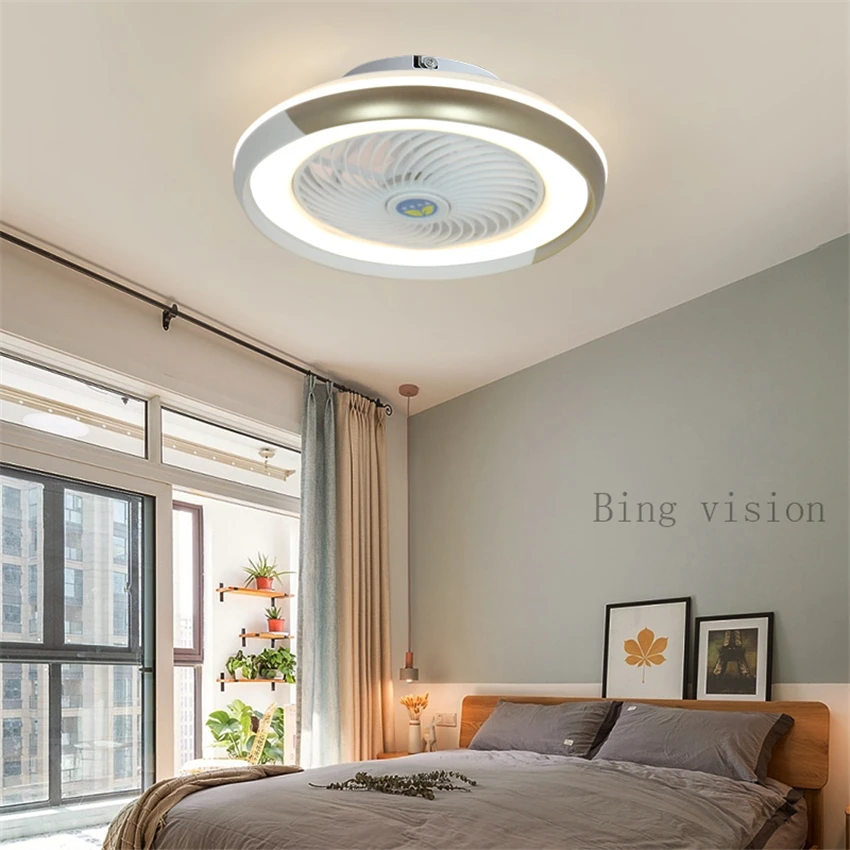 Lámpara nórdica de ventilador de techo de luz, iluminación de bóveda de succión con control remoto interior, decoración de hogar inteligente, LED moderno, 220V, 110V